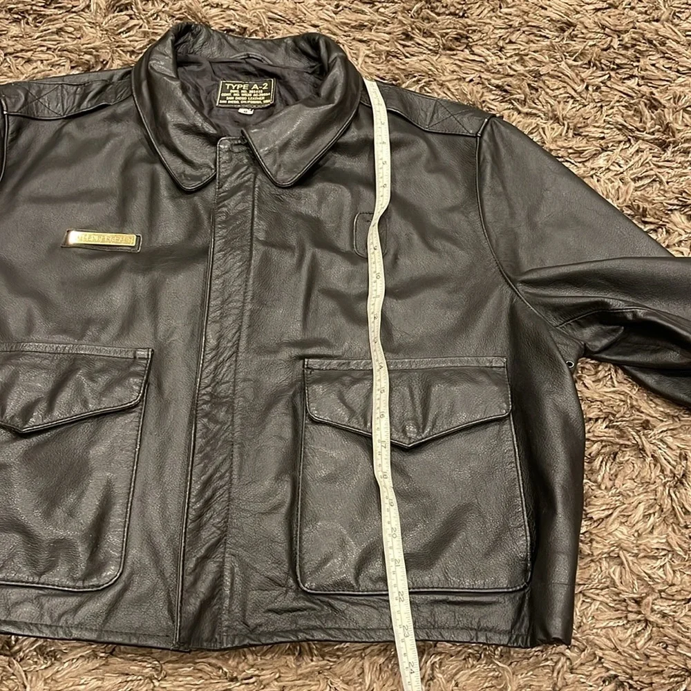 Vintage 90s Type A-2 Flight Leather Jacket 48 Deadstock Black San Diego